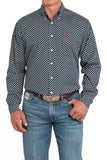 Men's Daisy Print Button-Down Western Shirt - Navy