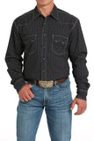 Cinch Men's Modern Fit Geometric Print Snap Front Western Shirt - Black MTW1301084