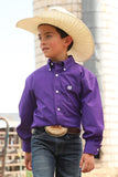 Cinch Boys Solid Button-Down Western Shirt - Purple MTW7060381