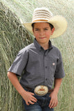 Cinch Boy's Short Sleeve Geometric Print Button-Down Shirt - Gray MTW7140035