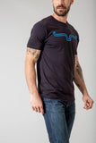 Kimes Ranch Outlier Shirt Black featuring a simple horn logo, breathable fabric and straight cut fit for men.