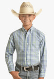 Panhandle Blue/Green and White checked Button Down Shirt