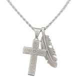 Twister Men's Necklace Cross And Feather
