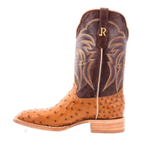 R. Watson Men's Antique Saddle Full Quill Ostrich Western Boot in Laguna Cognac and Brown Design
