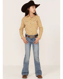 Cruel Girl's Medallion Print Long Sleeve Western Snap Shirt