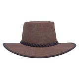 American Hat Makers Soaker breathable wide brim sun hat in brown with braided band.