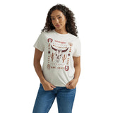 Wrangler Retro Ladies Steer Skull T Shirt featuring a stylish design with a steer skull and cactus graphics.
