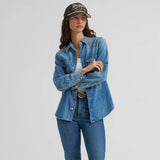 Wrangler Denim Snap Shirt – Light Denim Western Shirt