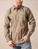 Kimes Ranch Men's ZT Solano Army Green Striped Long Sleeve Snap Shirt