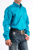 CINCH - MENS SOLID TURQUOISE BUTTON-DOWN WESTERN SHIRT #MTW1103800