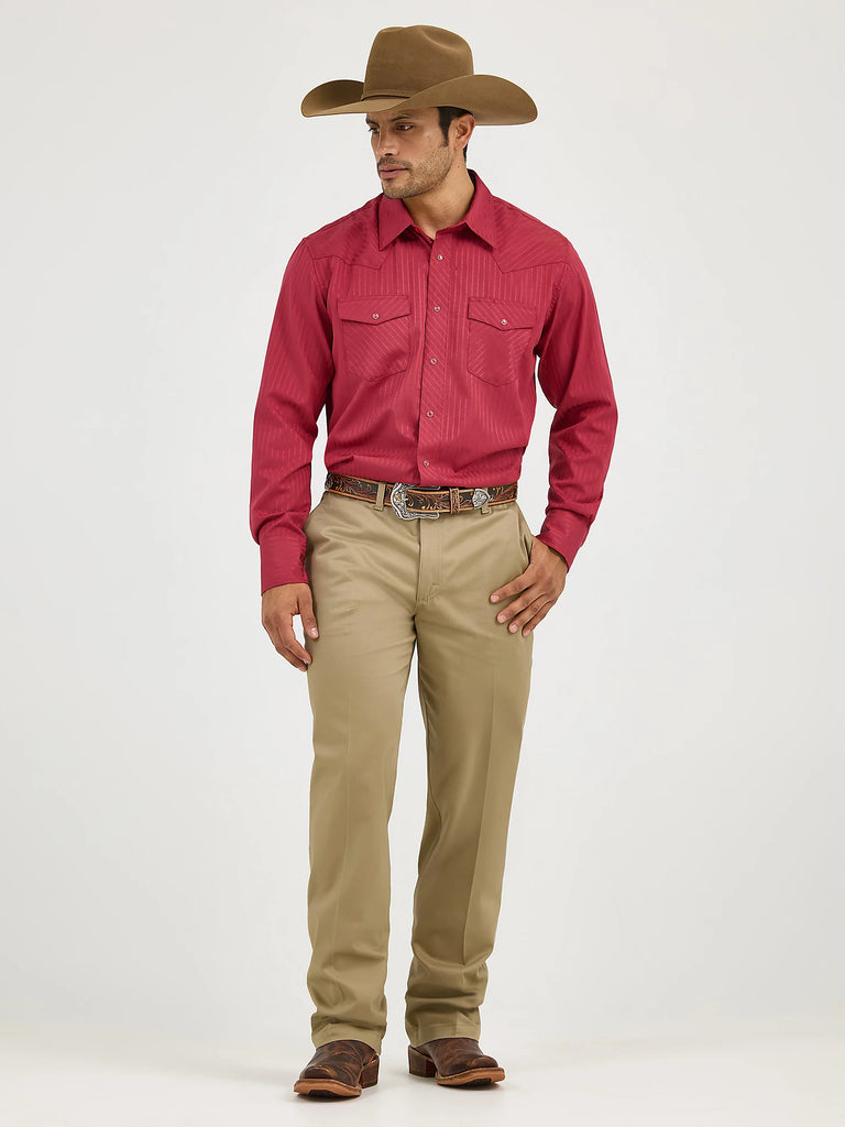 Wrangler Men's Riata Flat Front Relaxed Casual Pants Khaki 40 / 32