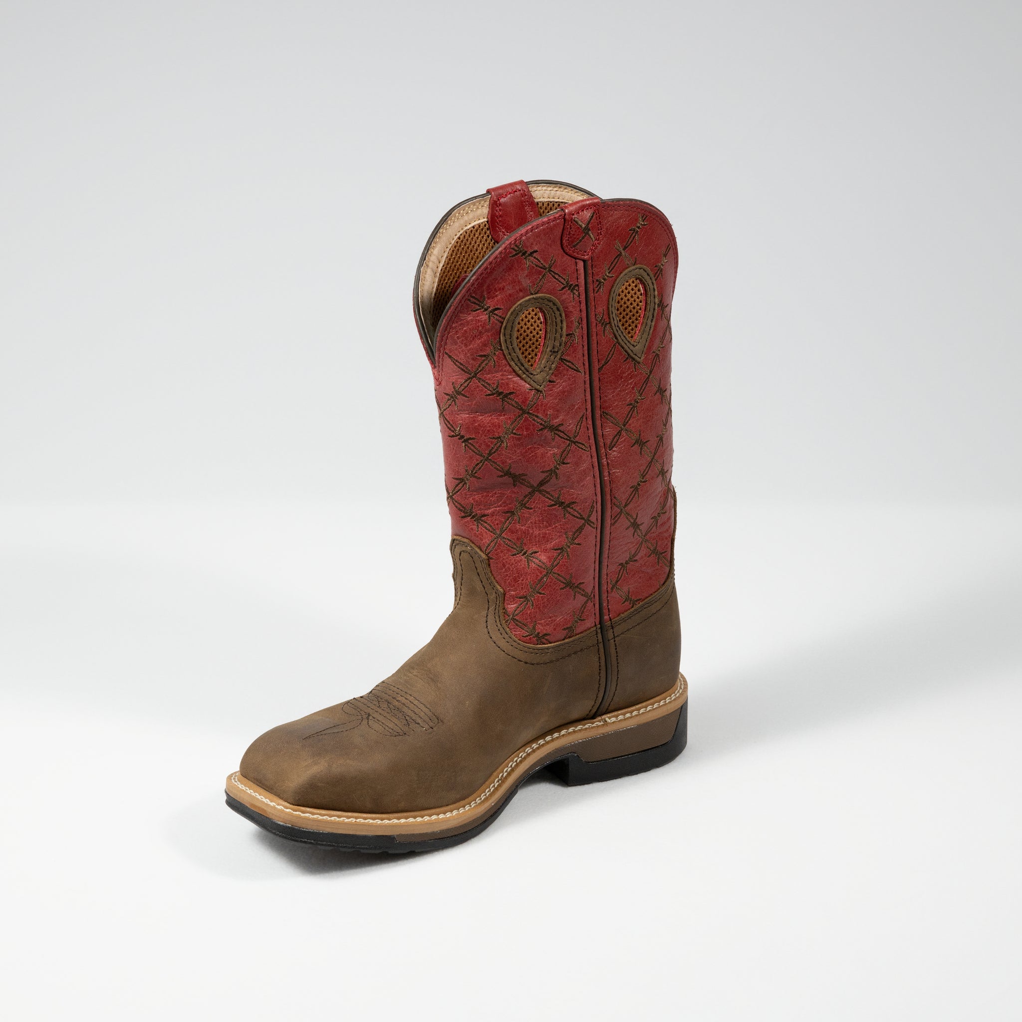 TWISTED X - 12" Western Work Boot - Brown & Flash Red