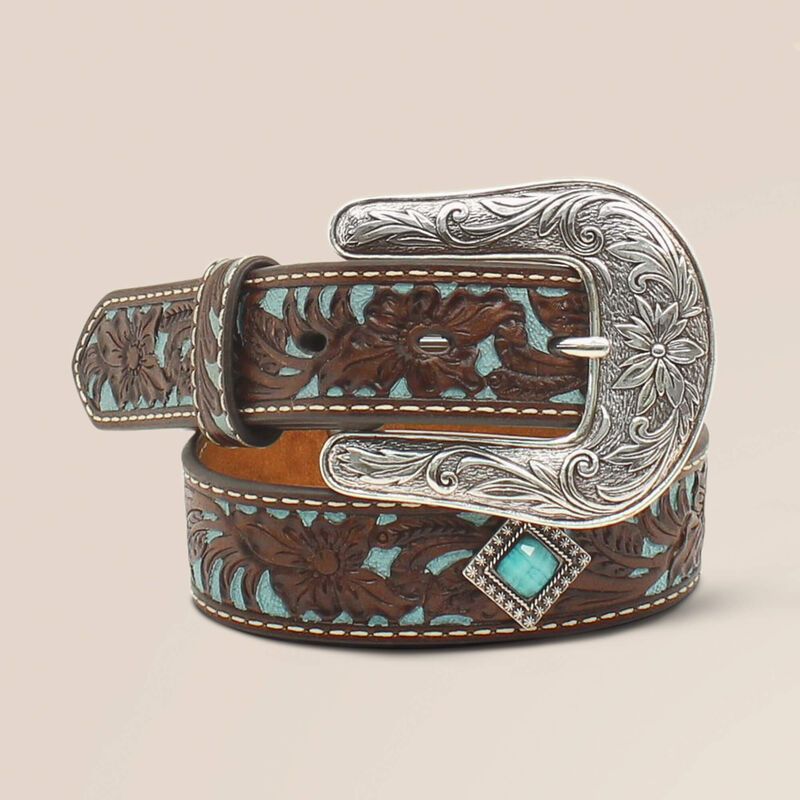 Ariat Youth Fancy Tooled Overlay Belt - Buy Now!– Circle H  display picture 1