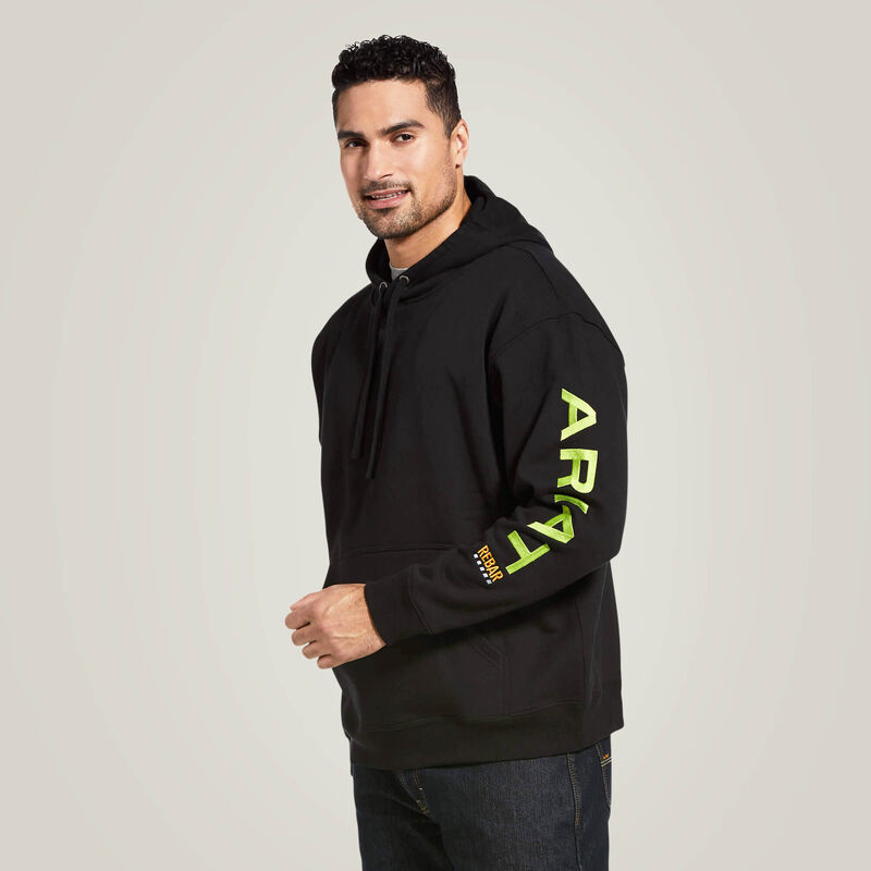 Men's Ariat Rebar Graphic Hoodie Black/Lime