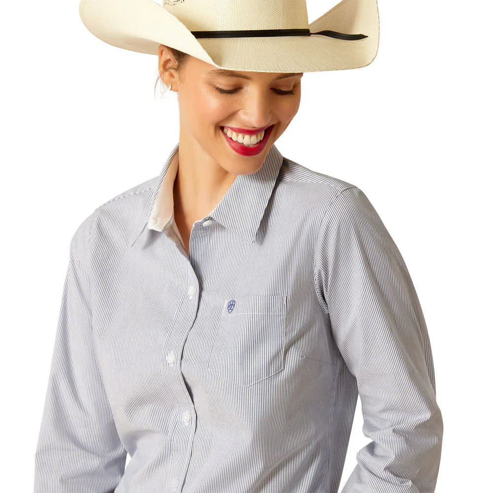 ARIAT - Kirby Long Sleeve Stretch Shirt - True Blue striped