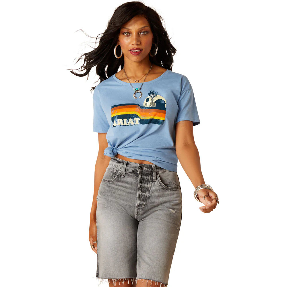 Ariat Women's Acres Short Sleeve T-Shirt - Light Blue Heather