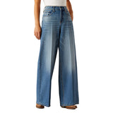 Ariat women's ultra high rise Jazmine wide leg jeans featuring a relaxed fit and stylish dark wash.