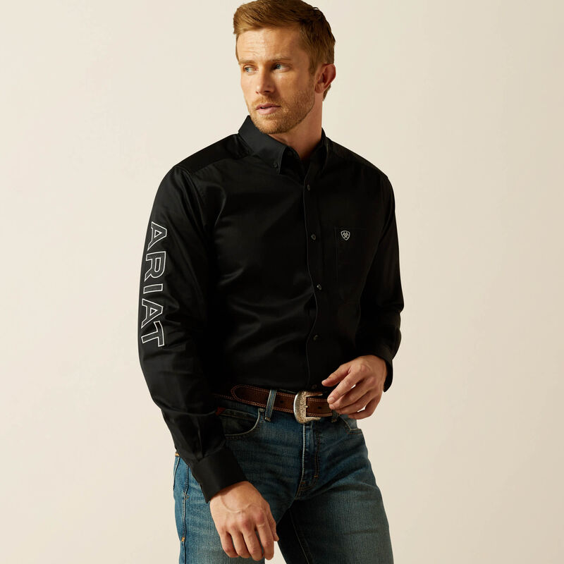 Ariat Men's Team Logo Twill Fitted Shirt, Black/Grey Large Ariat Men's Team Logo Twill Fitted Shirt, Black/Grey Large