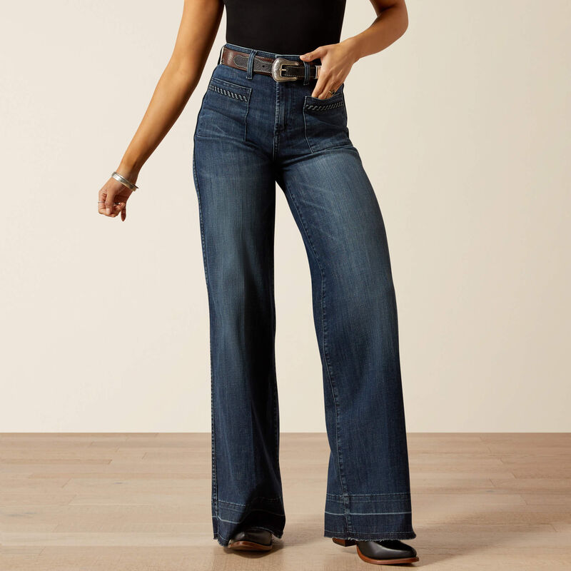 Ariat Ultra High Rise Jill Wide Leg Jean showcased on a model, featuring a stylish wide leg design.