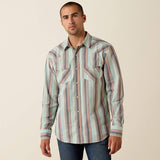 Ariat Men's Retro Hesperus Fitted Long Sleeve Snap Shirt Aquifer Plaid
