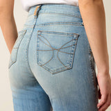 Aariat Women's High Rise Marnie Slim Trouser Jean showcasing back pockets and stylish distressed look.