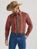 Men's Wrangler Checotah Long Sleeve Western Shirt Rusty Orange