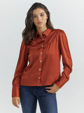 Wrangler Retro Satin Burnt Orange Blouse