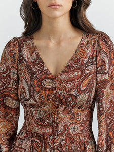 Wrangler Retro Women's Rust & Coffee Paisley Maxi Dress