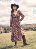 Wrangler Retro Women's Rust & Coffee Paisley Maxi Dress