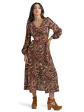 Wrangler Retro Women's Rust & Coffee Paisley Maxi Dress