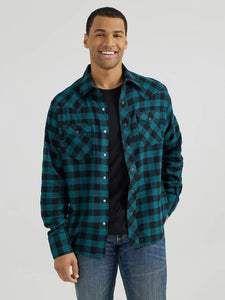 Men's Wrangler Retro® Long Sleeve Flannel Western Snap Plaid Shirt