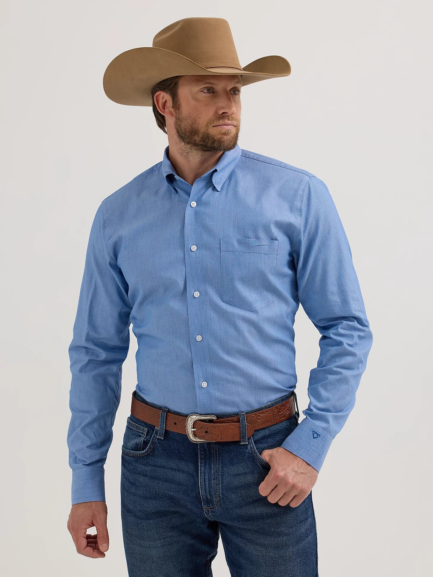 Men's Cody Johnson One Pocket Button Down Shirt in Blue Diamonds