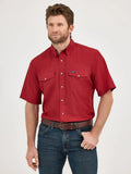 Men's Wrangler Performance Snap Short Sleeve Solid Shirt Red