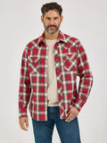 Mens Wrangler Retro Firetruck Red Plaid Snap Shirt