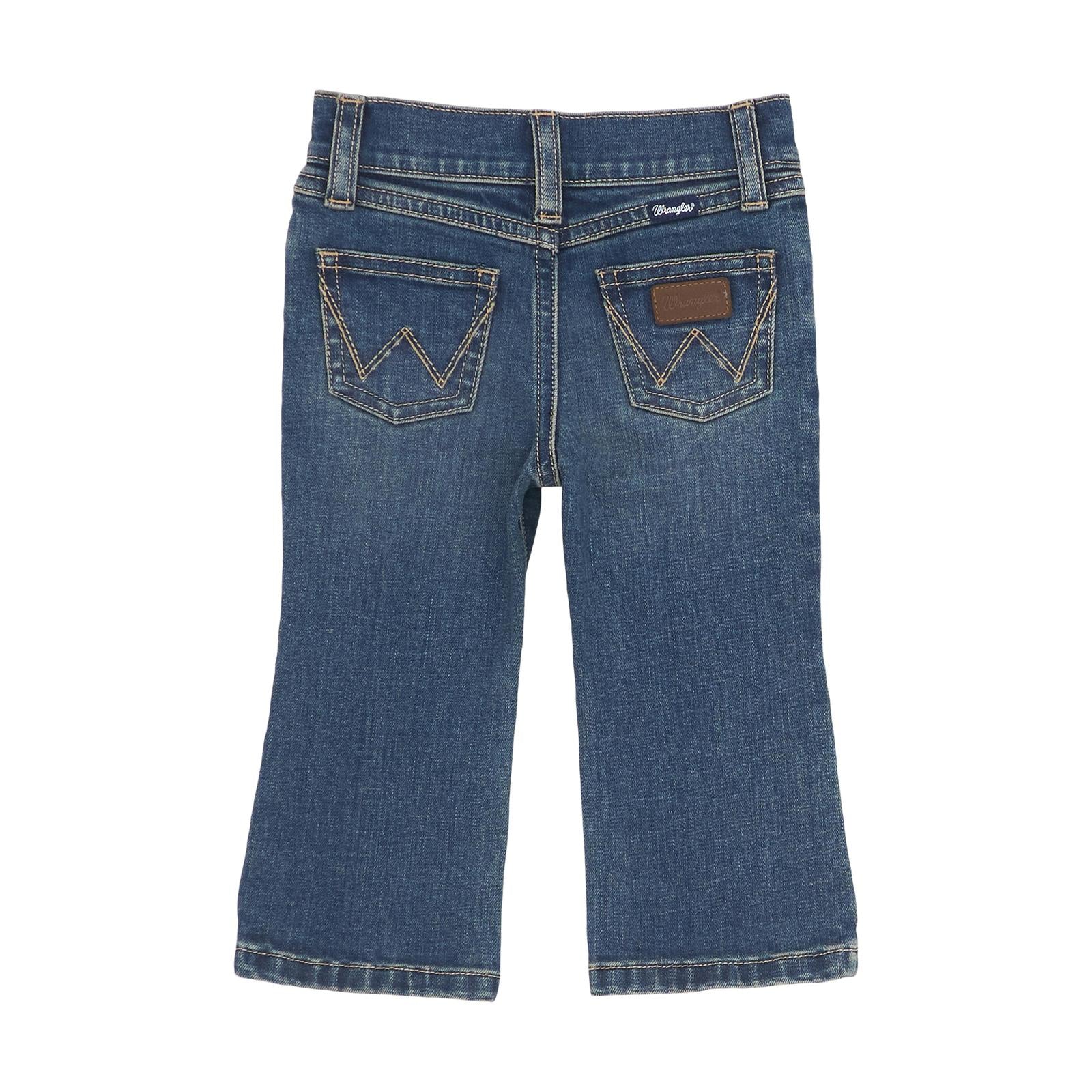 Wrangler Baby Boy Jean - Johnny, blue denim western jean for infants and toddlers, featuring adjustable waist.