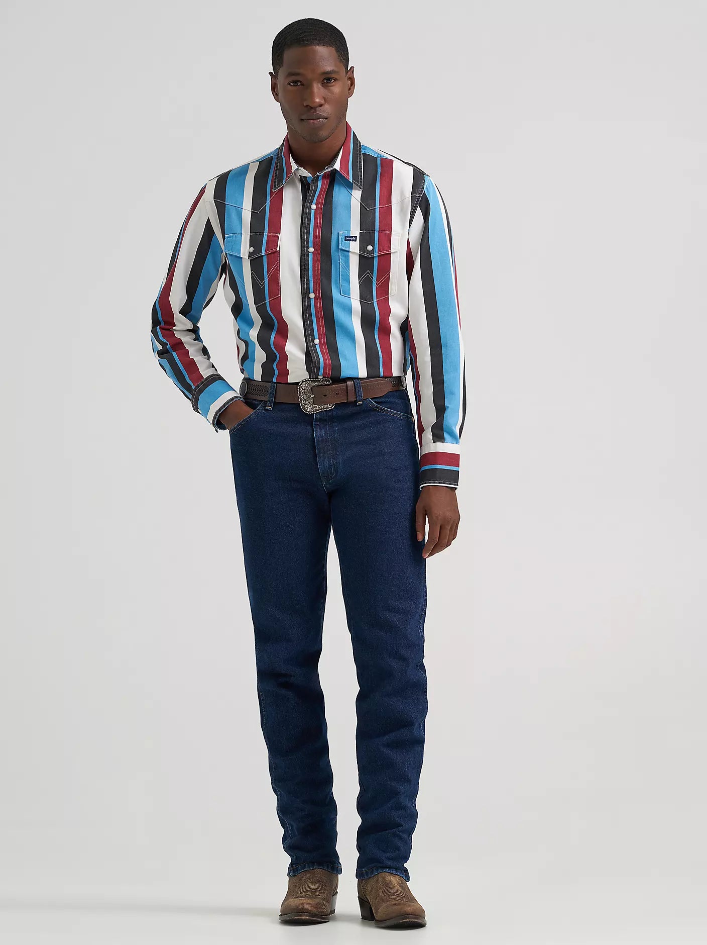 Wrangler® Vintage Inspired Long Sleeve Shirt - Classic Fit - Blue Raspberry