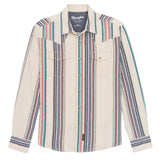 Wrangler Retro® Premium Long Sleeve Snap Shirt - Modern Fit - Tan Multi Stripe