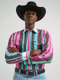 Wrangler® Brushpopper Western Snap Shirt - Desert Dusk Stripe - Vintage Inspired