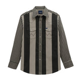Wrangler vintage inspired Brushpopper L/S Shirt with bold colorful stripes, perfect for any Western-inspired outfit.