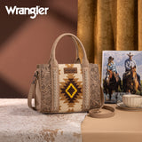 Wrangler Tooled Aztec Pattern Print Concealed Carry Tote/Crossbody -Tan