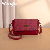 Wrangler Vintage Floral Printed Crossbody Bag with Small Pouch- Burgundy