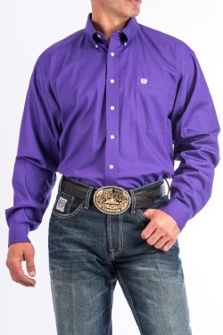 CINCH - MENS SOLID PURPLE BUTTON-DOWN WESTERN SHIRT MTW1103802