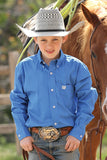 CINCH - Kid's Blue Solid Twill Button Down #MTW7060083