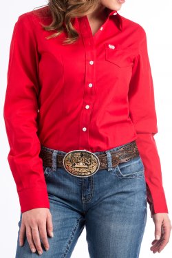 CINCH - Women's Solid Red Button Down Western Shirt #MSW9164032