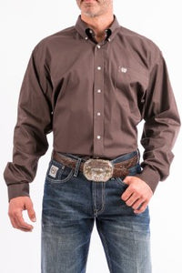 CINCH - MENS SOLID BROWN BUTTON-DOWN WESTERN SHIRT #MTW1104236