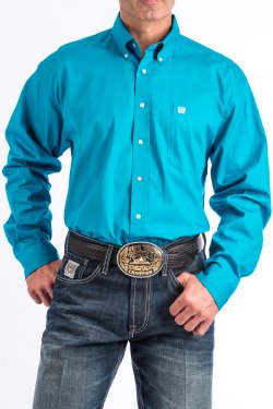 CINCH - MENS SOLID TURQUOISE BUTTON-DOWN WESTERN SHIRT #MTW1103800