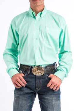 CINCH - MENS SOLID MINT GREEN BUTTON-DOWN WESTERN SHIRT #MTW1104237