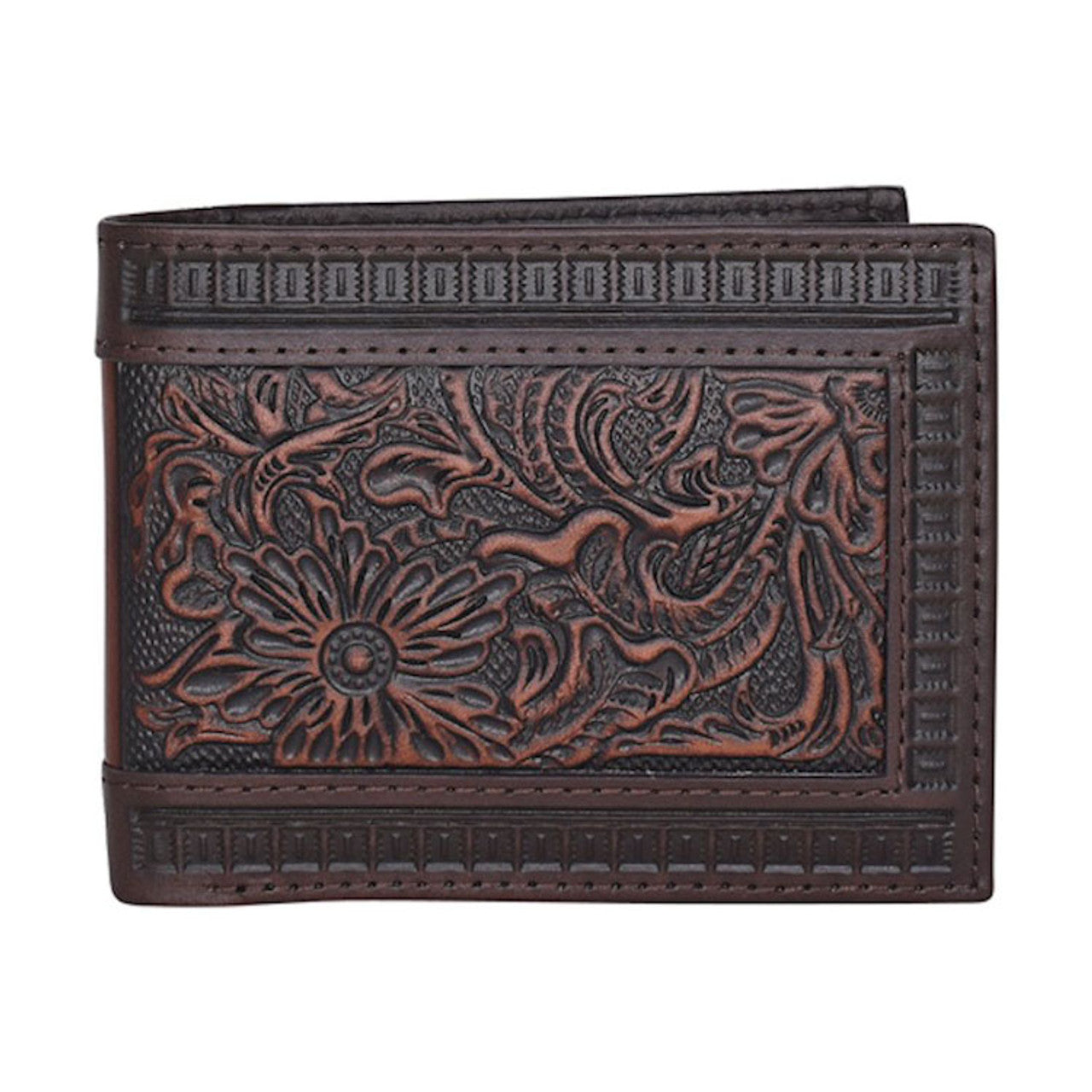 Justin by Trenditions Men's Accessories - Bifold Wallet - Genuine Leather w/ Tooling