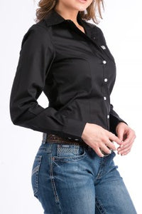 CINCH - Women's Solid Black Button Down Western Shirt #MSW9164027