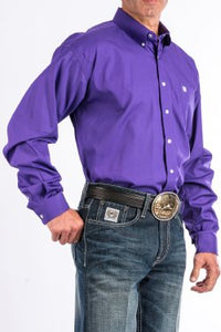 CINCH - MENS SOLID PURPLE BUTTON-DOWN WESTERN SHIRT MTW1103802